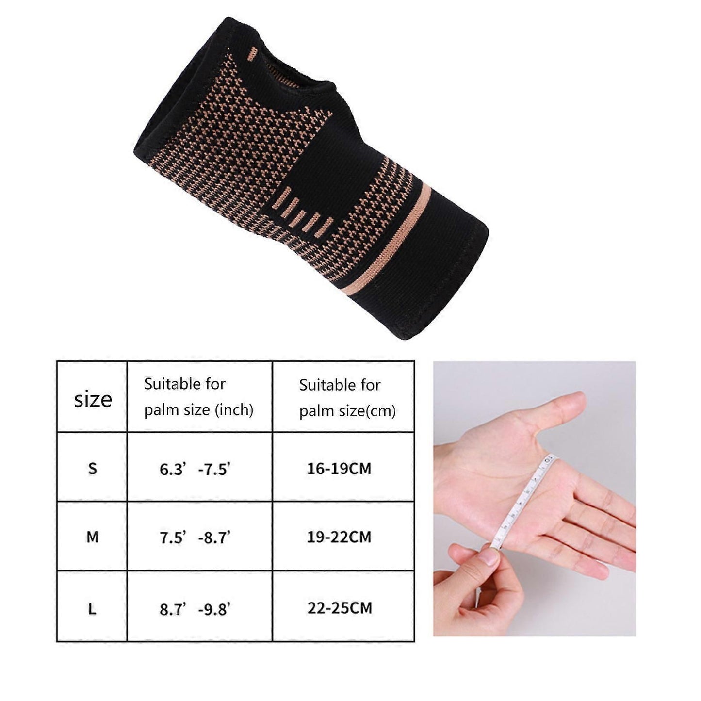 Breathable Wrist Support Coppers Wrist Compression Sleeves Knitted Wrist Brace Gym Wristband for Workout Basketball - S