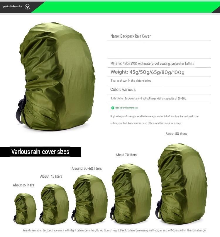 Backpack Rain Cover 210D Nylon Waterproof Backpack Protector Hiking Cycling Travel Dust Cover - Pink 35L