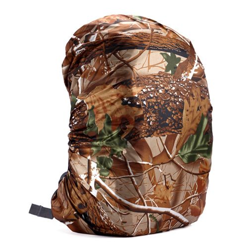 Backpack Rain Cover 210D Nylon Waterproof Backpack Protector Hiking Cycling Travel Dust Cover - Brown Camouflage 35L