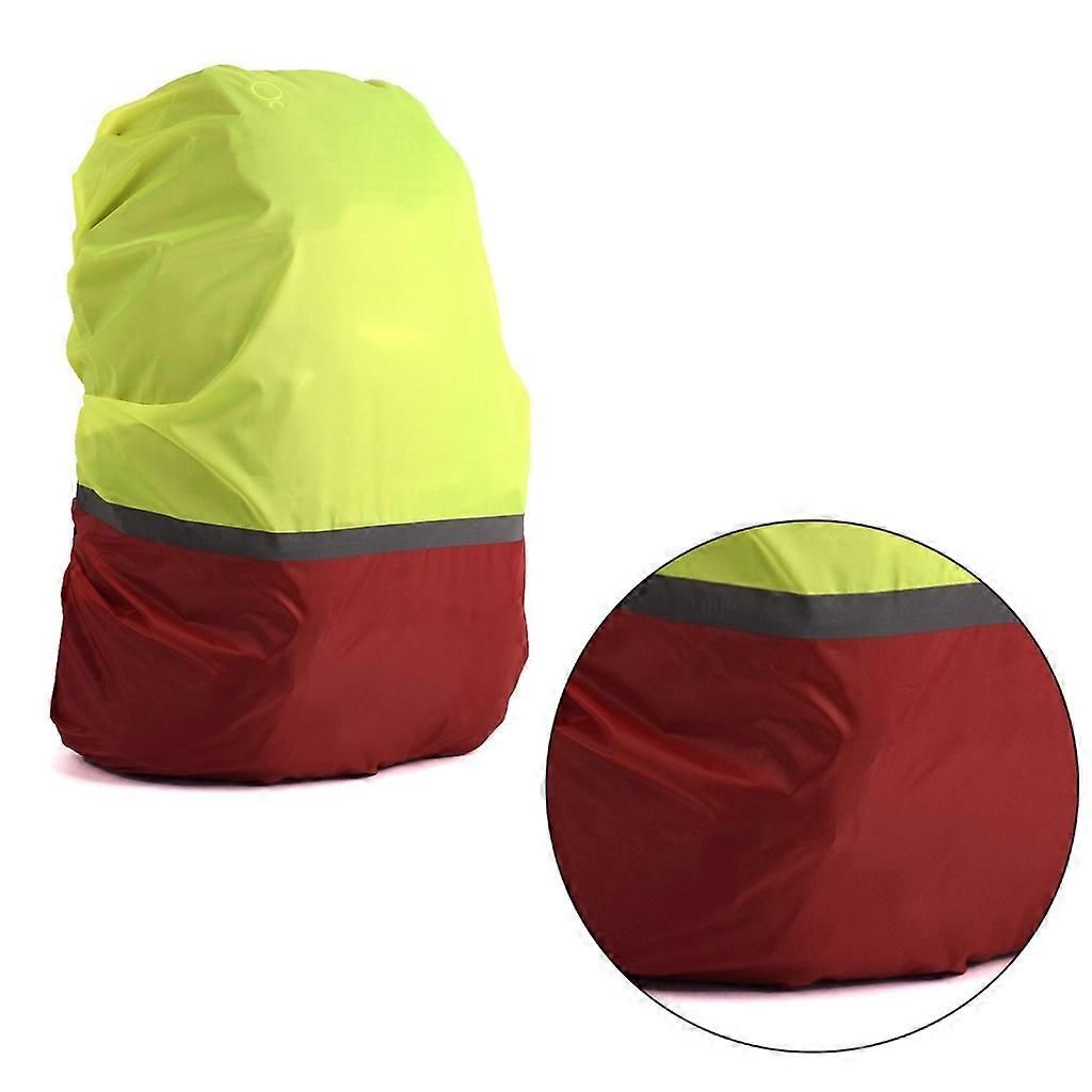 Dustproof Rain Cover Waterproof Backpacks Rain Cover with Reflective Strips - Fluorescent Green & Red XL