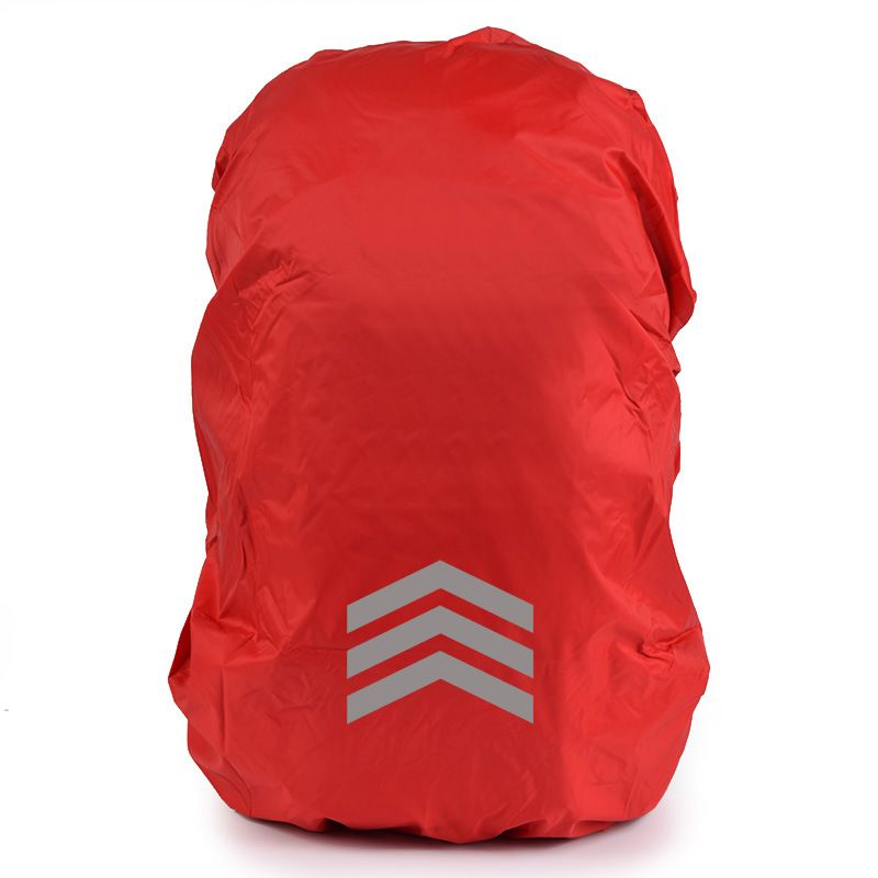 Backpack Rain Cover Waterproof Oxford Cloth Backpack Protector with Reflective Strip Elastic Design Hiking Cycling Travel Cover - Red L