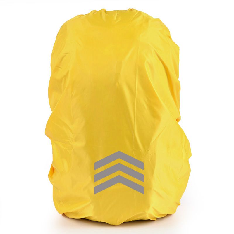 Backpack Rain Cover Waterproof Oxford Cloth Backpack Protector with Reflective Strip Elastic Design Hiking Cycling Travel Cover - Yellow S