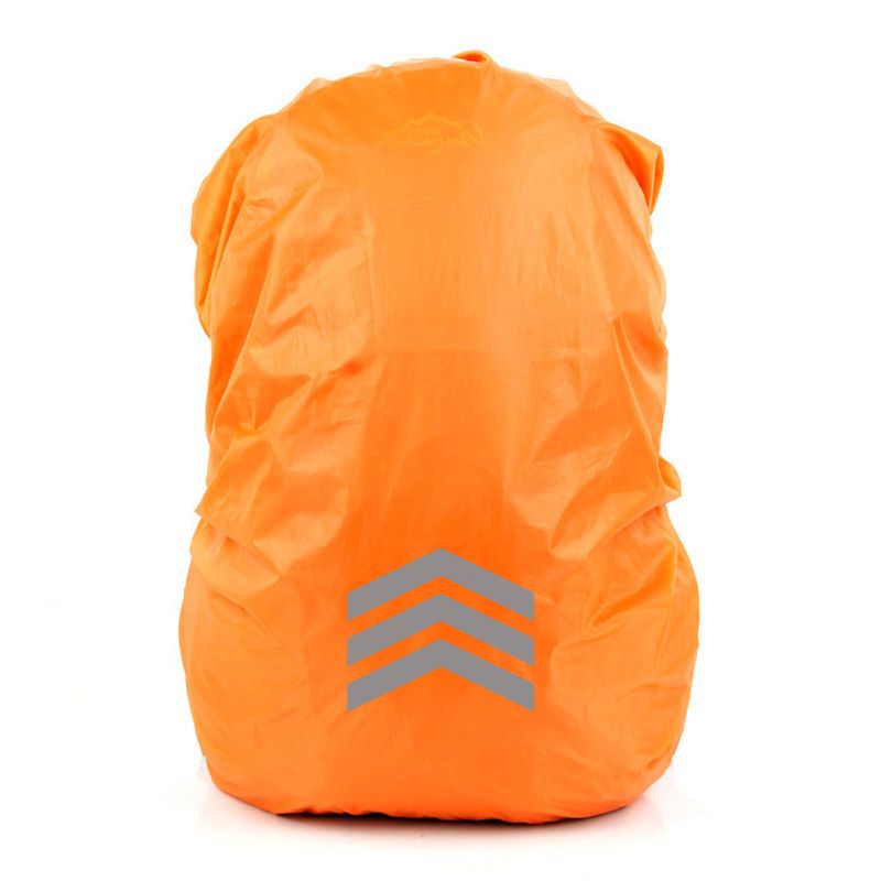 Backpack Rain Cover Waterproof Oxford Cloth Backpack Protector with Reflective Strip Elastic Design Hiking Cycling Travel Cover - Orange M