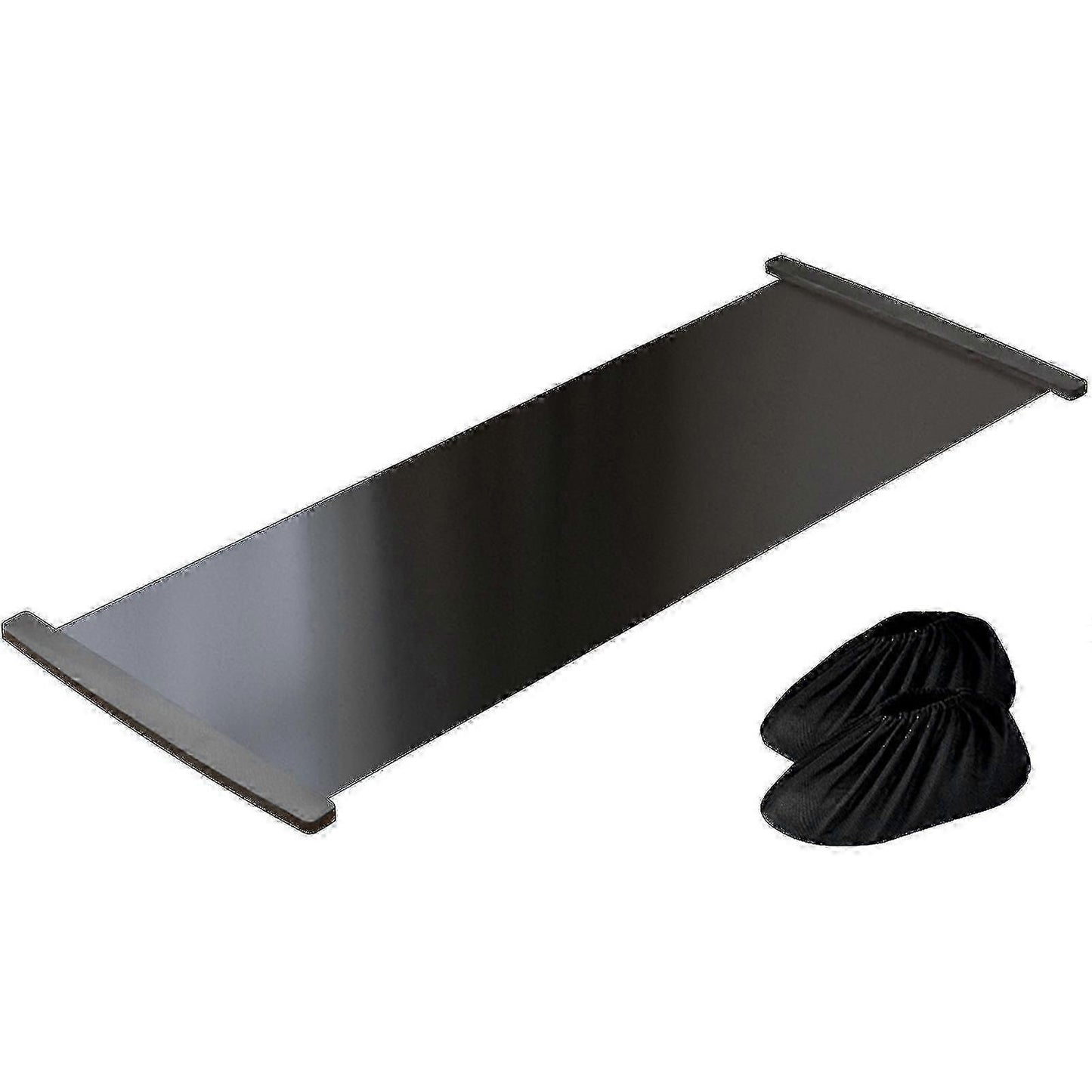 Sliding Exercise Mat Ski Trainer Board with Shoe Covers Full Body Workout Equipment for Home Fitness Yoga Pilates Training - Black
