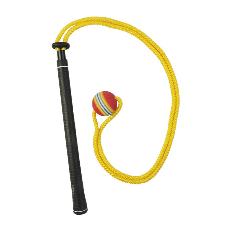 Golf Swing Training Rope with Soft Ball Head Elastic Resistance Cord Swing Practice Trainer Posture Training Aid for Golfers - Yellow / Rainbow