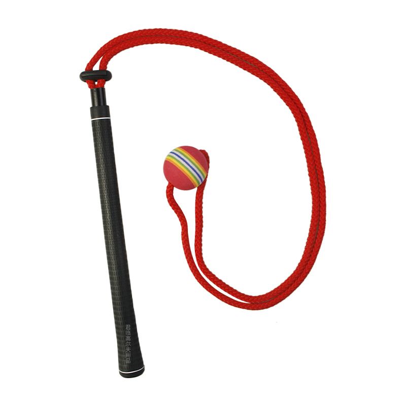 Golf Swing Training Rope with Soft Ball Head Elastic Resistance Cord Swing Practice Trainer Posture Training Aid for Golfers - Red / Rainbow