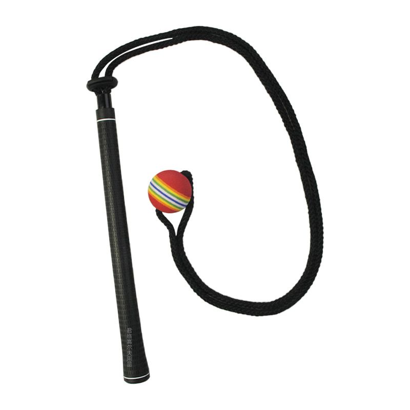 Golf Swing Training Rope with Soft Ball Head Elastic Resistance Cord Swing Practice Trainer Posture Training Aid for Golfers - Black / Rainbow