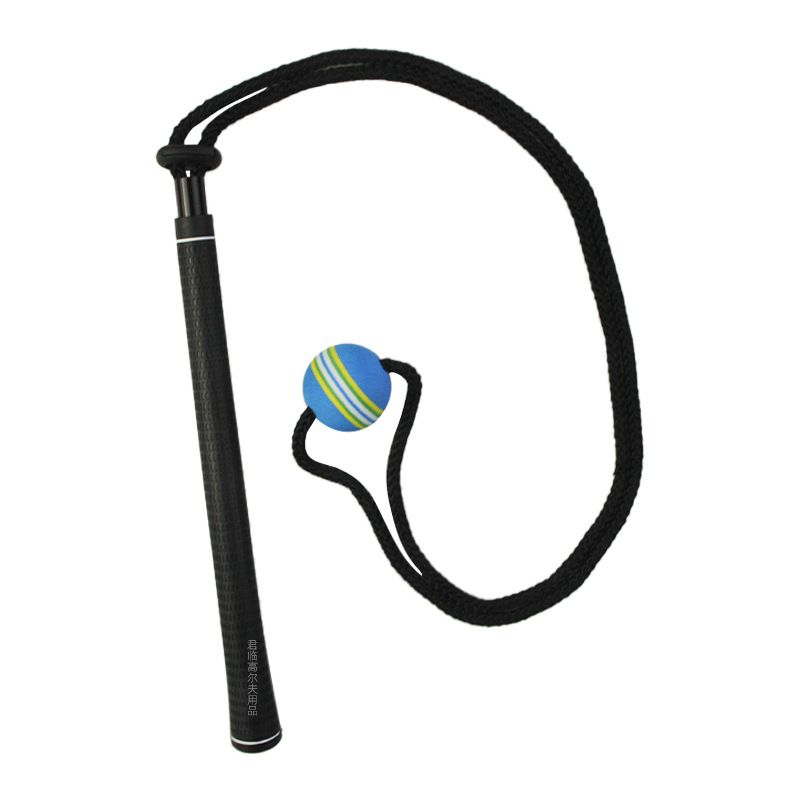 Golf Swing Training Rope with Soft Ball Head Elastic Resistance Cord Swing Practice Trainer Posture Training Aid for Golfers - Black / Blue