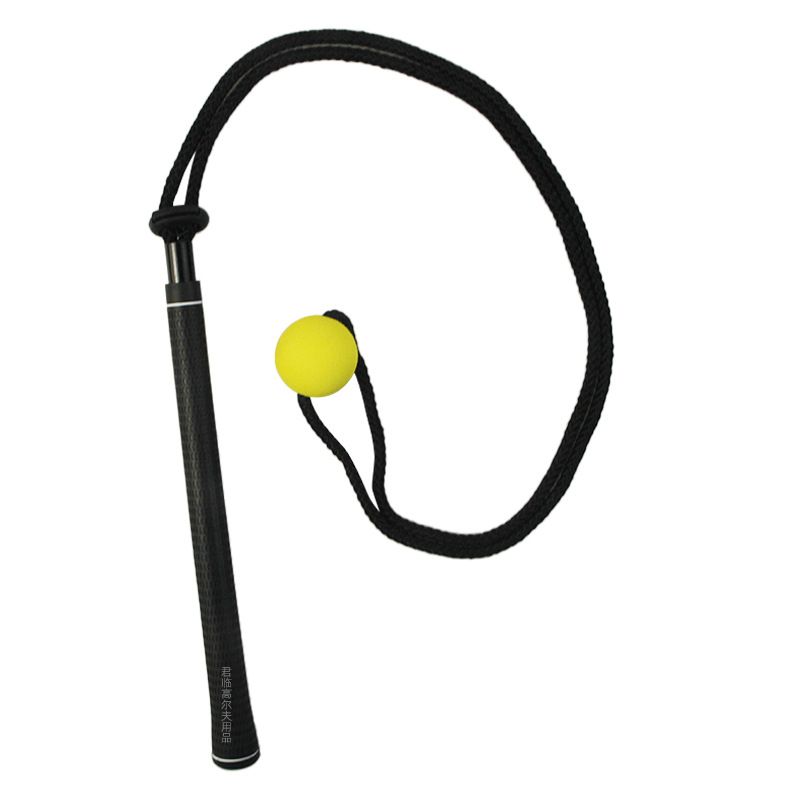 Golf Swing Training Rope with Soft Ball Head Elastic Resistance Cord Swing Practice Trainer Posture Training Aid for Golfers - Black