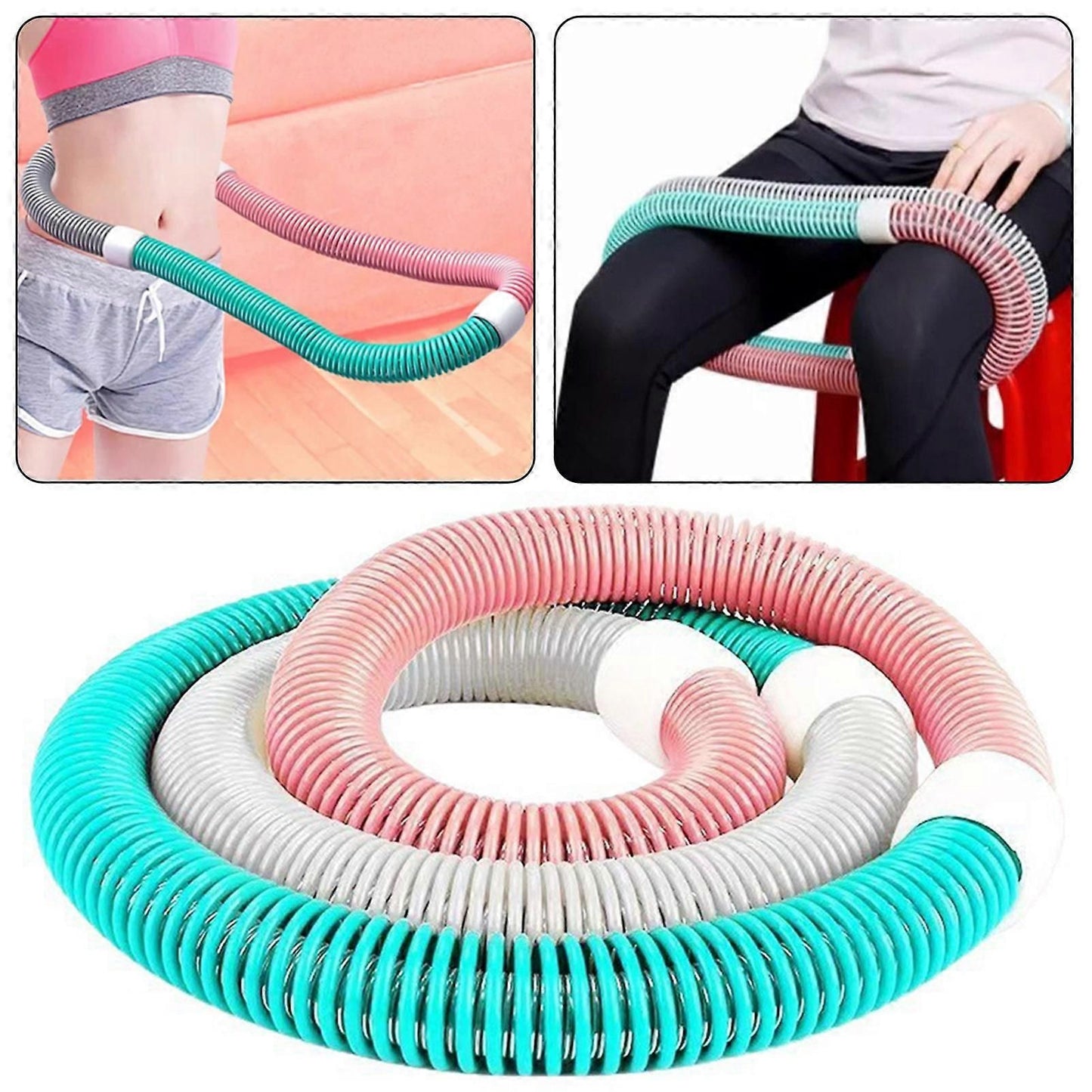 Foldable Weighted PVC Hula Hoop for Kids, Low Impact Sports Training Home Gym Exercise Workout Equipment Violet Pink