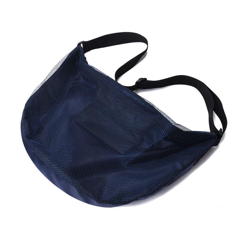 Sports Equipment Bag with Zipper for Volleyball, Football, Basketball - Adjustable Mesh Bag for Sports Gear - Dark Blue