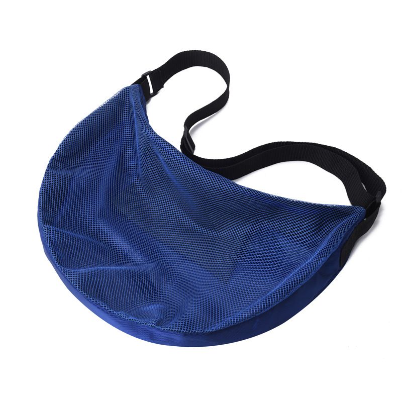 Sports Equipment Bag with Zipper for Volleyball, Football, Basketball - Adjustable Mesh Bag for Sports Gear - Blue