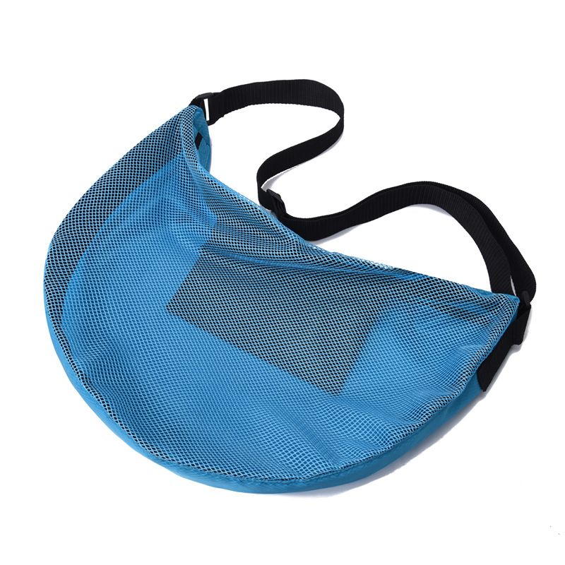 Sports Equipment Bag with Zipper for Volleyball, Football, Basketball - Adjustable Mesh Bag for Sports Gear - Lake Blue