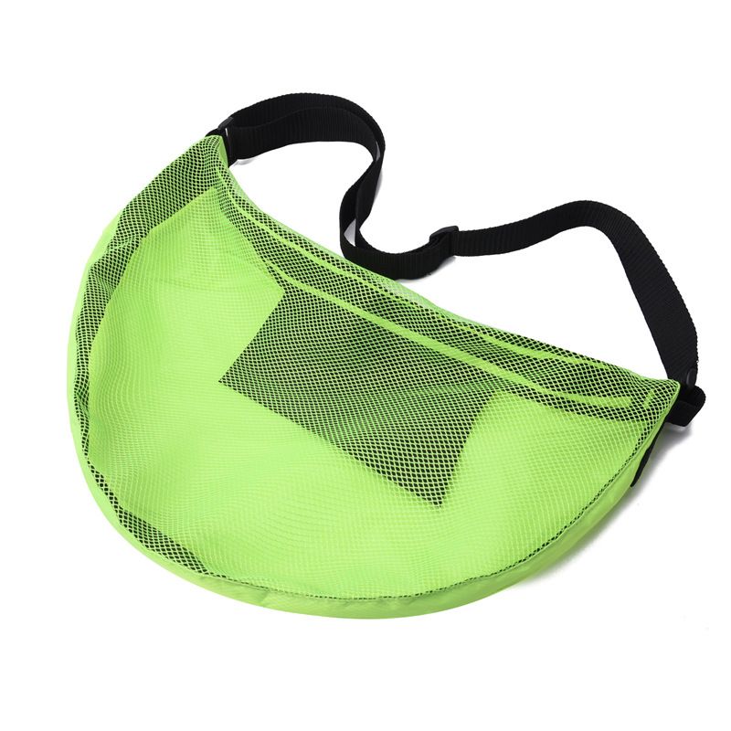 Sports Equipment Bag with Zipper for Volleyball, Football, Basketball - Adjustable Mesh Bag for Sports Gear - Green