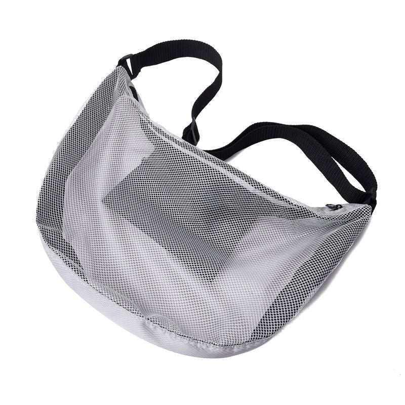 Sports Equipment Bag with Zipper for Volleyball, Football, Basketball - Adjustable Mesh Bag for Sports Gear - Gray