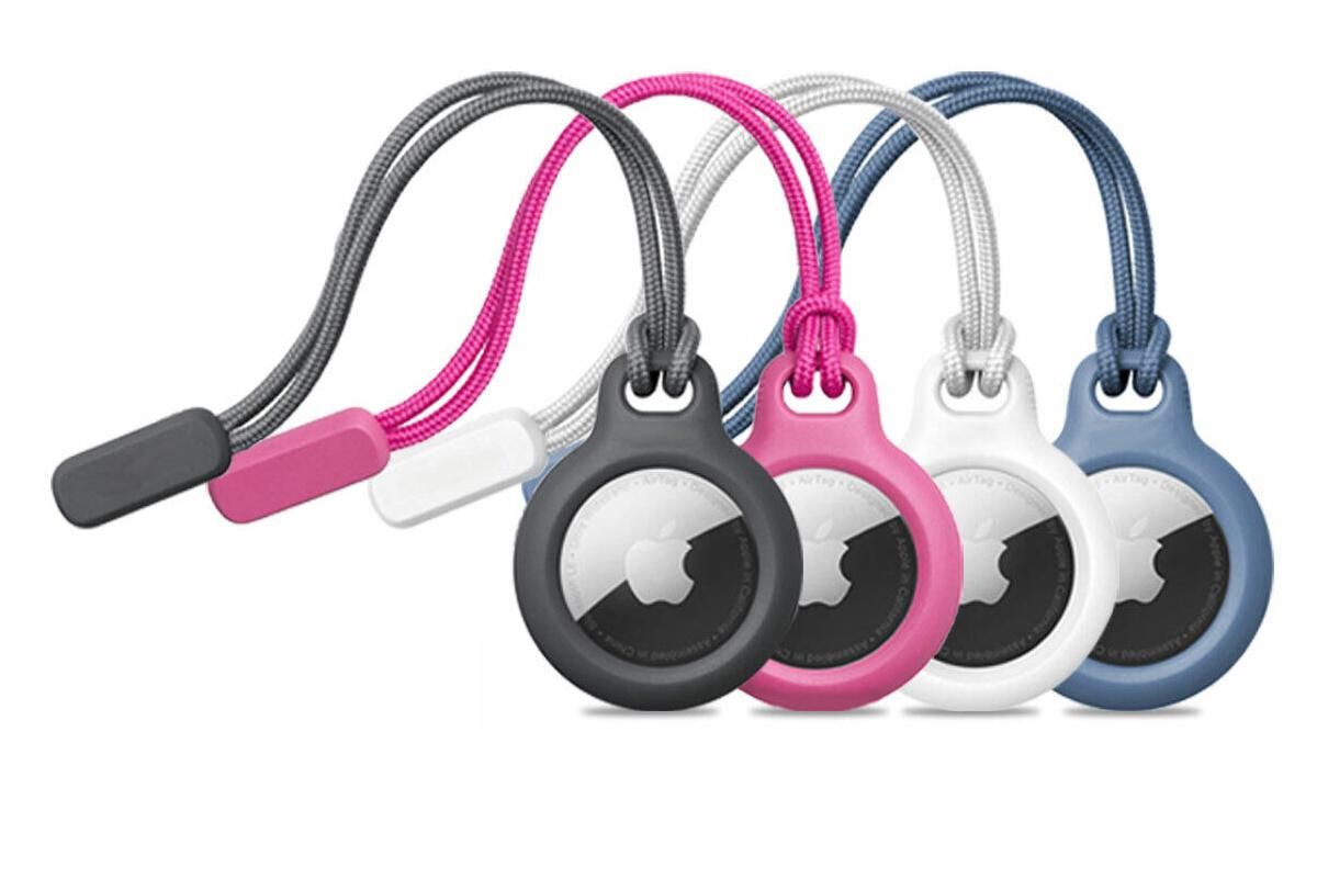 4Pcs AirTag Protective Cover Case Protector Shell with Lanyard for Apple AirTag
