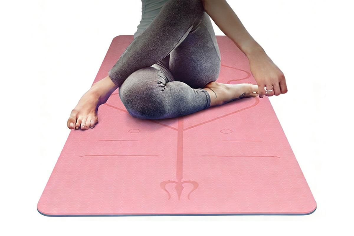 TPE Yoga Mat Exercise Fitness Sport Non Slip Workout Mat with Body Alignment Lines