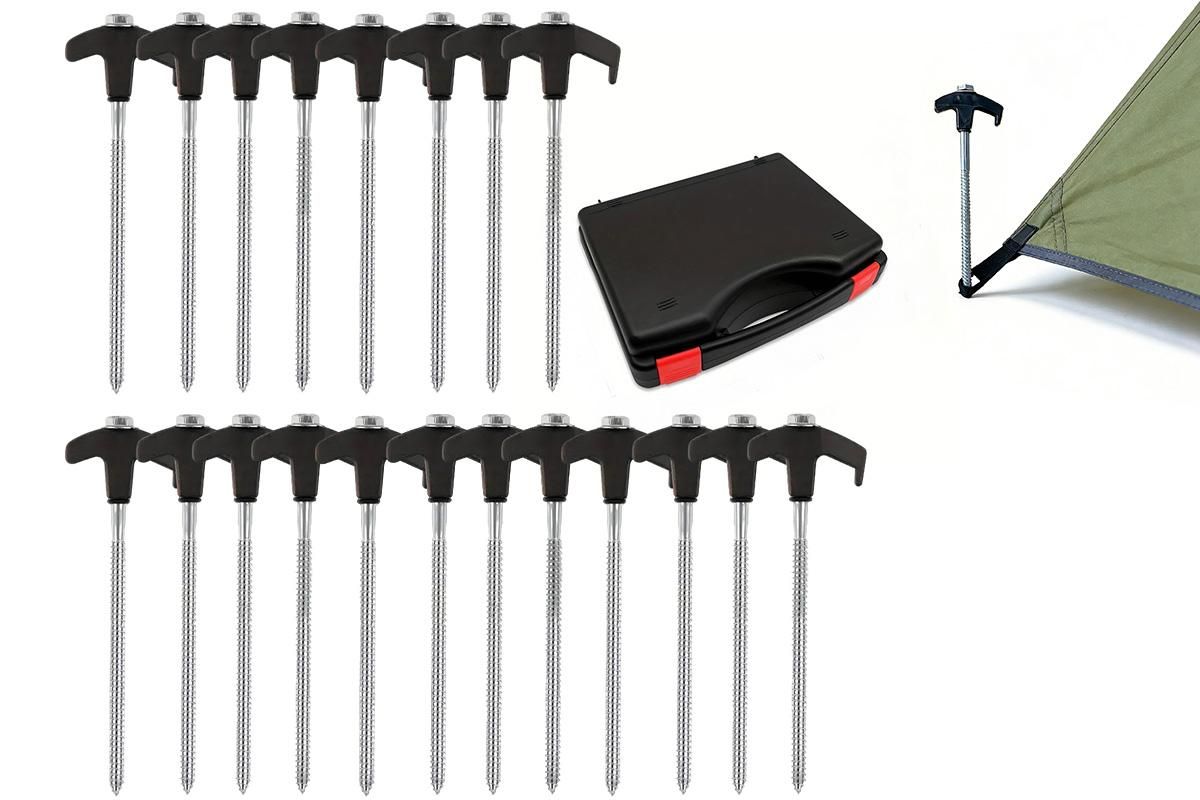 20PCS Galvanized Steel Camping Tent Pegs Ground Stakes for Hiking Outdoors
