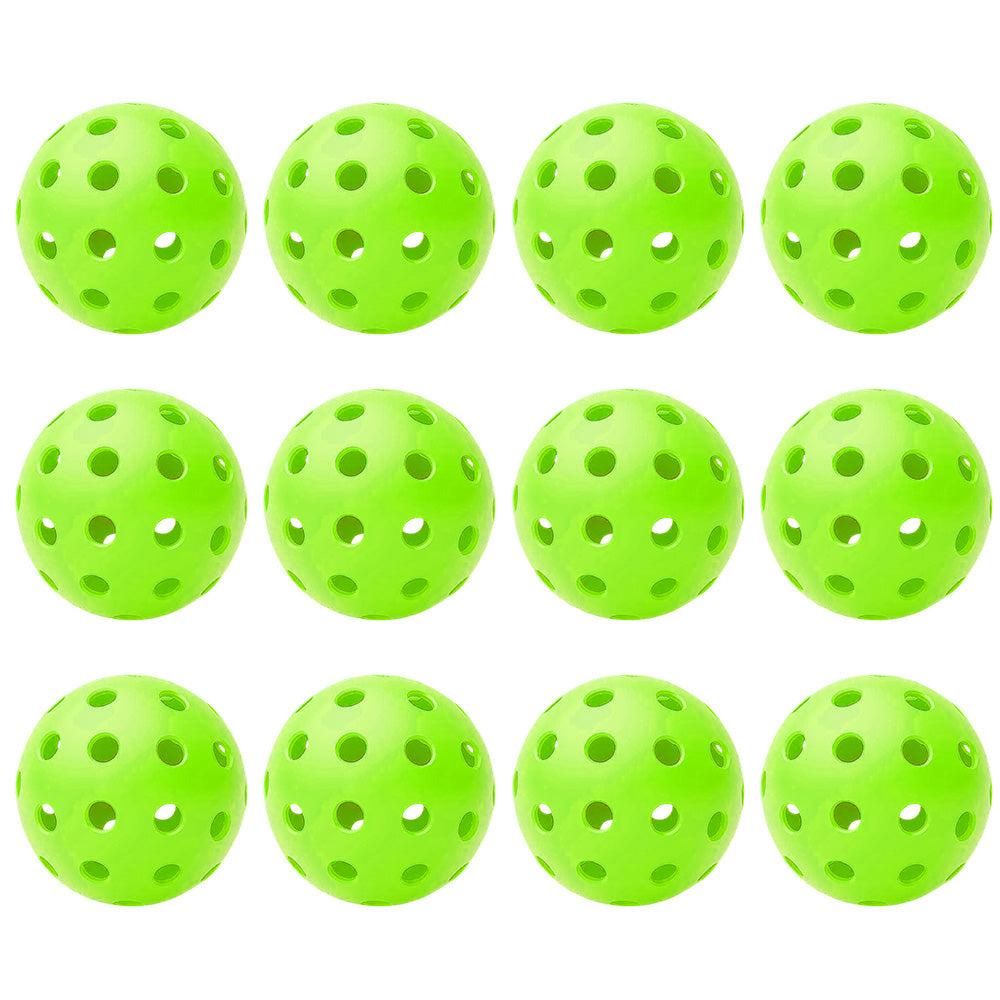 12Pcs Set 40-Hole Pickleball Balls High Bounce Outdoor Pickleball Set Green
