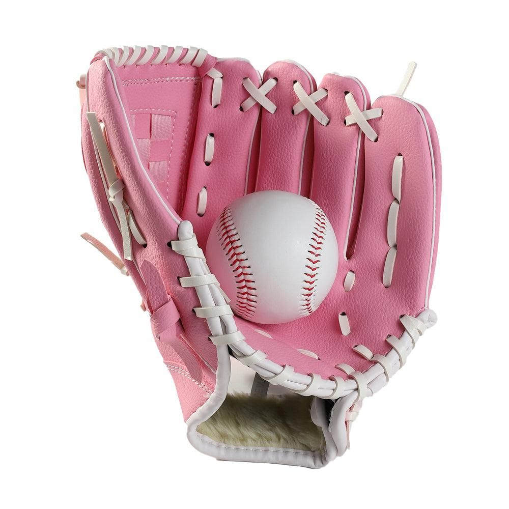 1X Baseball Glove Softball Training Mitt Left Hand Gloves for Adult Pink - S