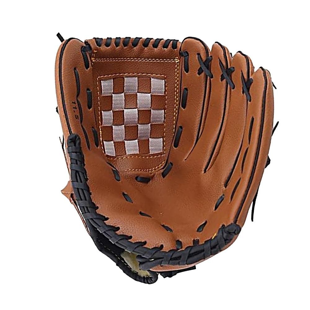 1X Baseball Glove Softball Training Mitt Left Hand Gloves for Adult Brown - L