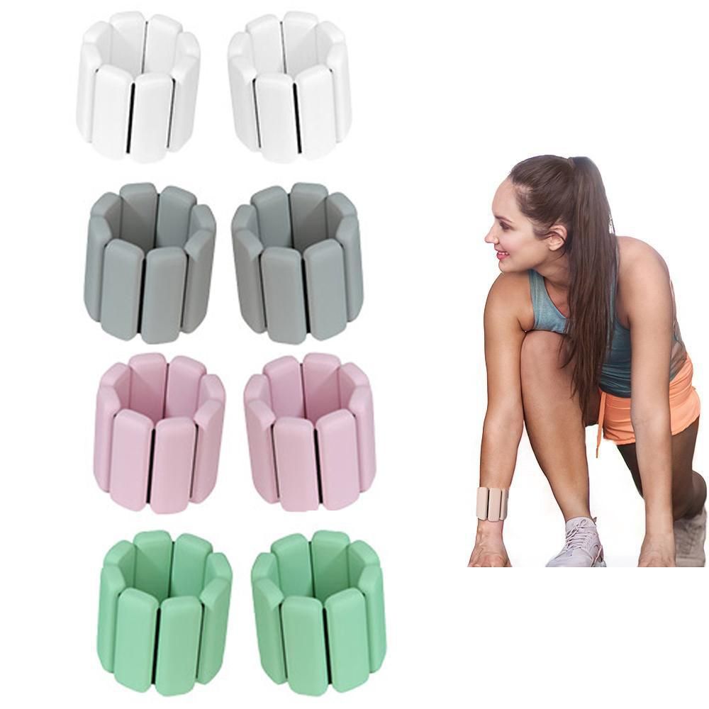 1Pair Adjustable Wrist Ankle Weight Bangles Wearable Fitness Training Bangles - Gray