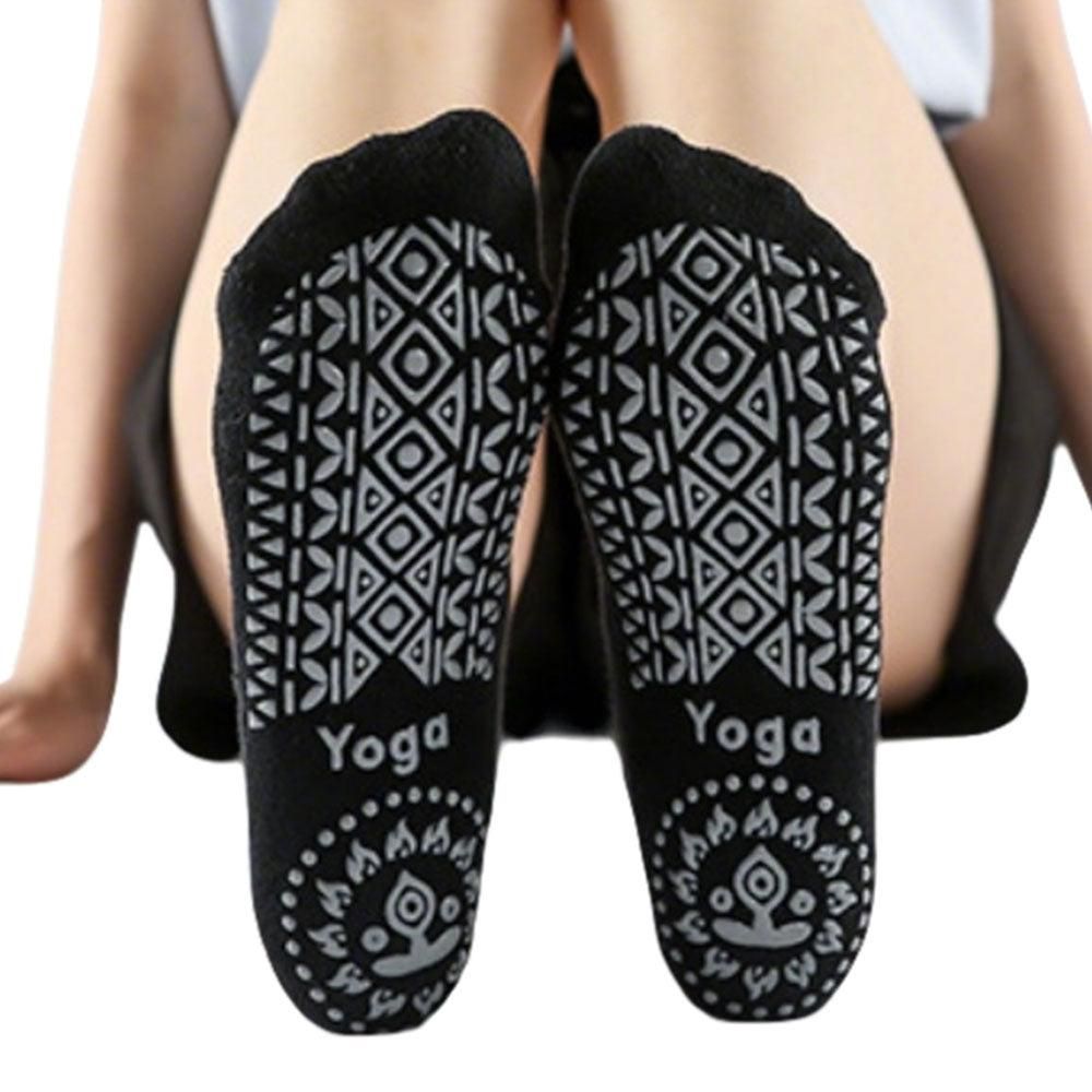 3 Pairs Cross Strap Round Toe Non-Slip Socks for Yoga Pilates and Barre