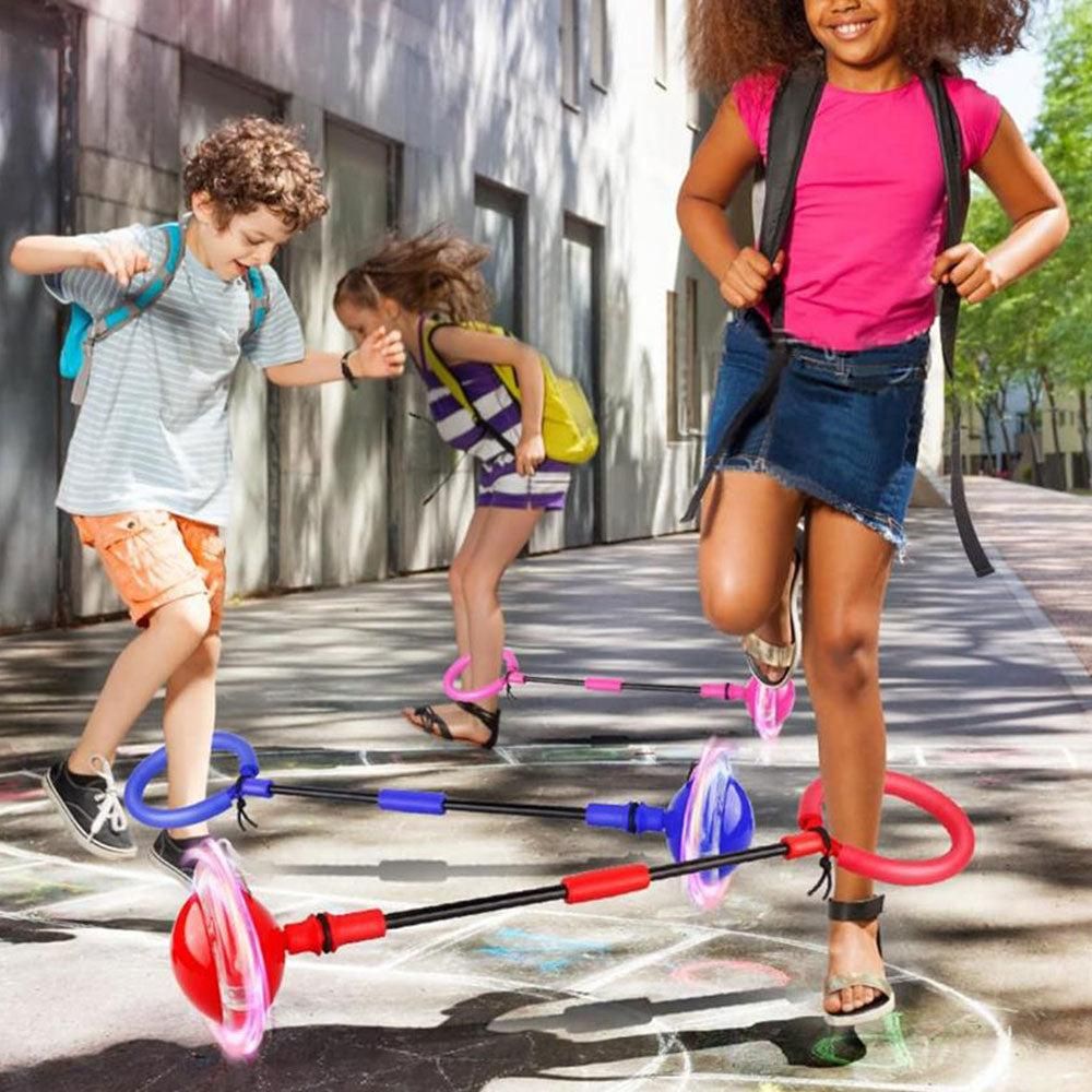 Foldable Skip Ball for Colorful Flashing Wheel Skip Ball Game Fitness Toys Red