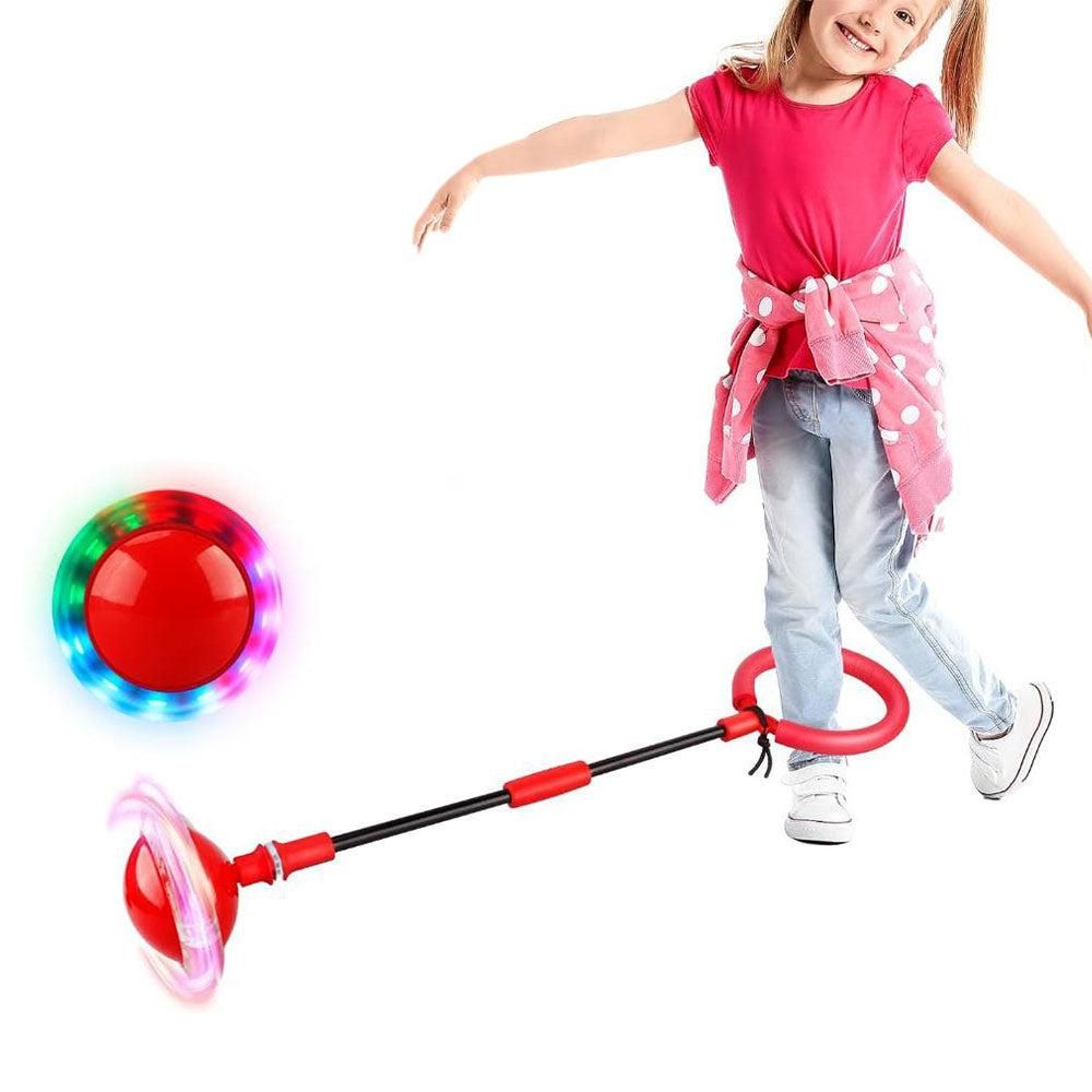 Foldable Skip Ball for Colorful Flashing Wheel Skip Ball Game Fitness Toys Red