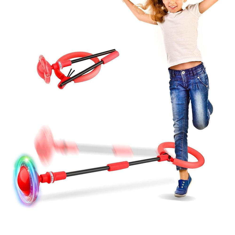 Foldable Skip Ball for Colorful Flashing Wheel Skip Ball Game Fitness Toys Red