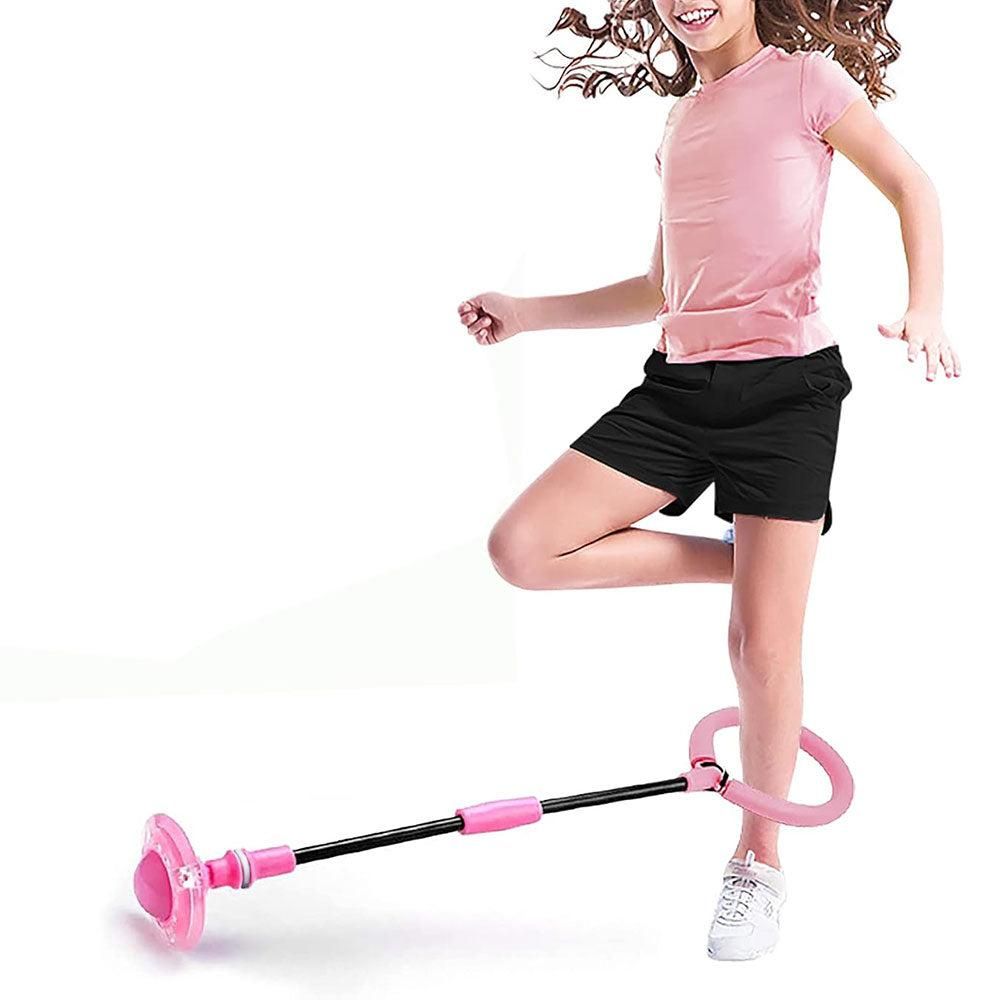 Foldable Skip Ball for Colorful Flashing Wheel Skip Ball Game Fitness Toys Pink