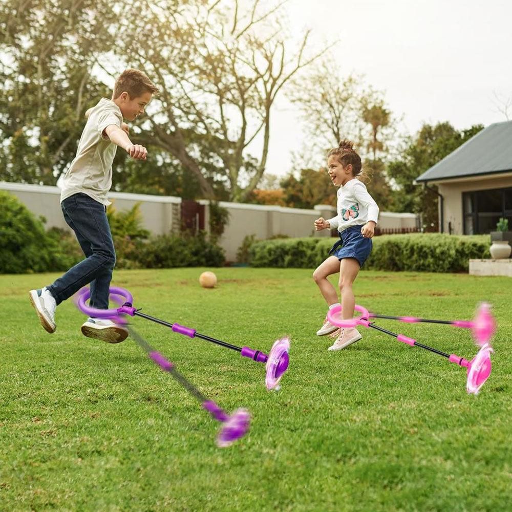 Foldable Skip Ball for Colorful Flashing Wheel Skip Ball Game Fitness Toys Pink