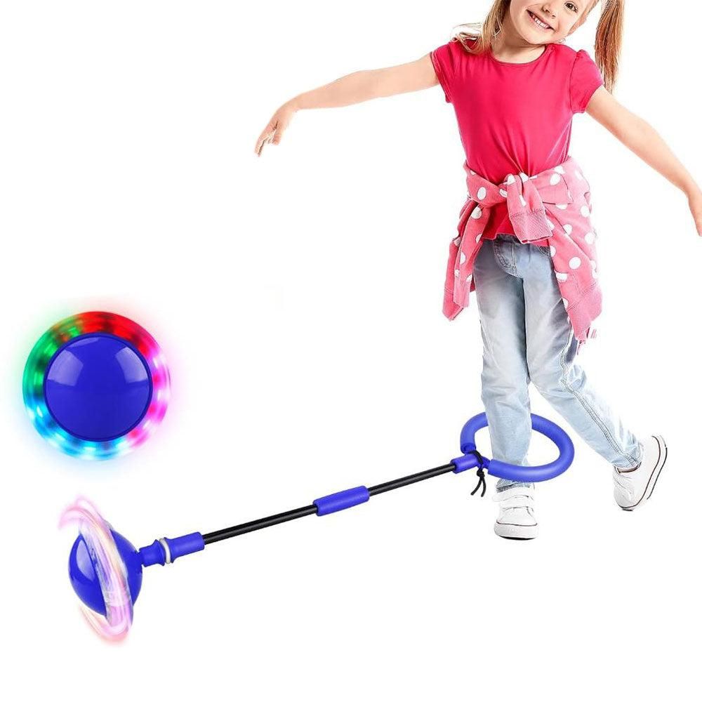 Foldable Skip Ball for Colorful Flashing Wheel Skip Ball Game Fitness Toys Blue