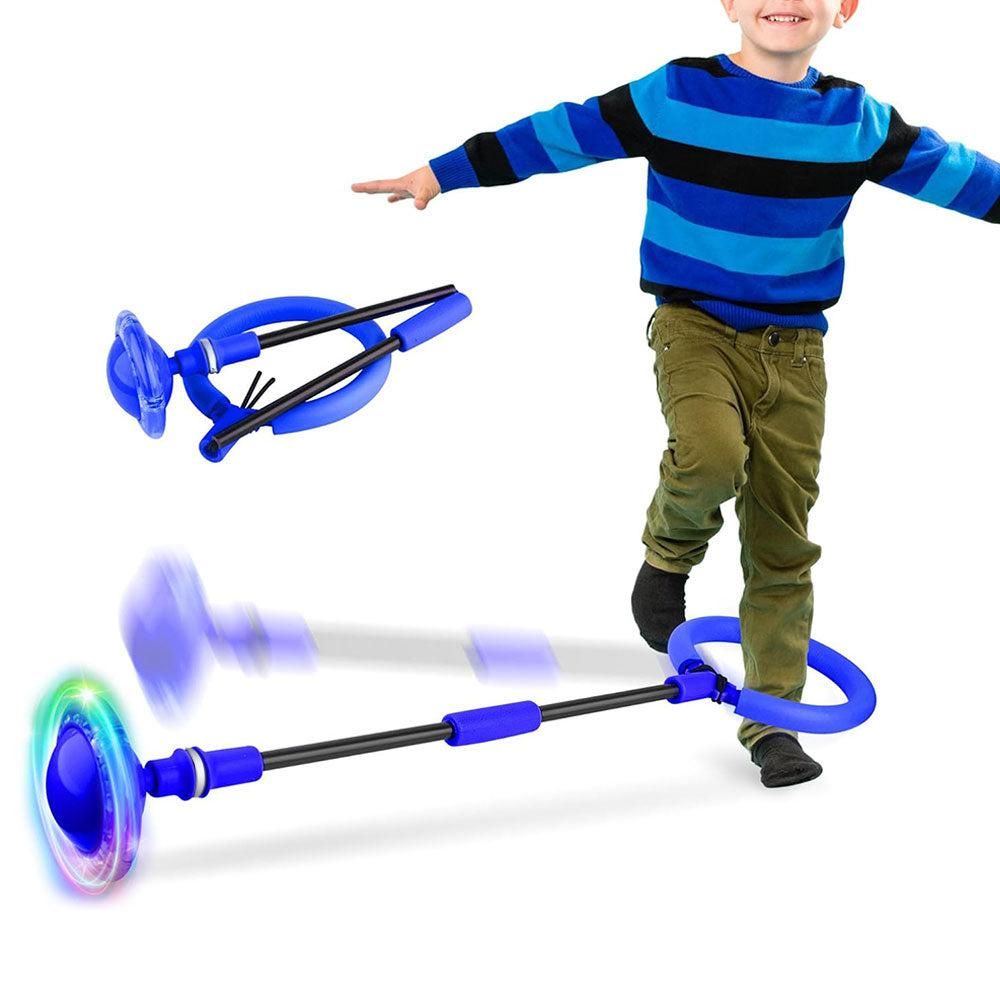 Foldable Skip Ball for Colorful Flashing Wheel Skip Ball Game Fitness Toys Blue