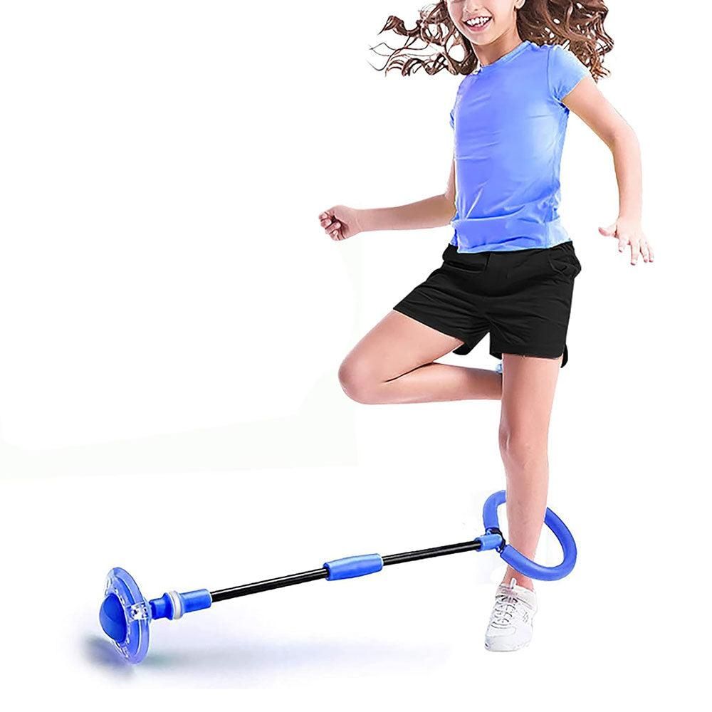 Foldable Skip Ball for Colorful Flashing Wheel Skip Ball Game Fitness Toys Blue
