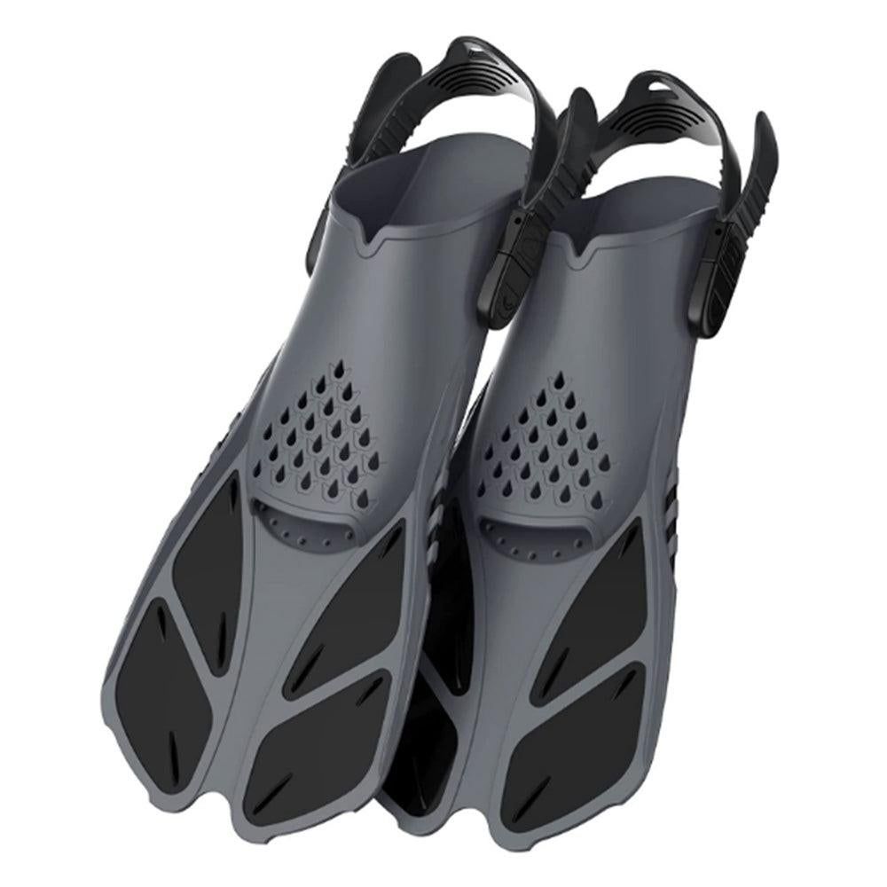 Pair of Snorkel Fins Diving Swim Fins Adjustable Open Heel Swimming Barefoot Flippers Cyan - L
