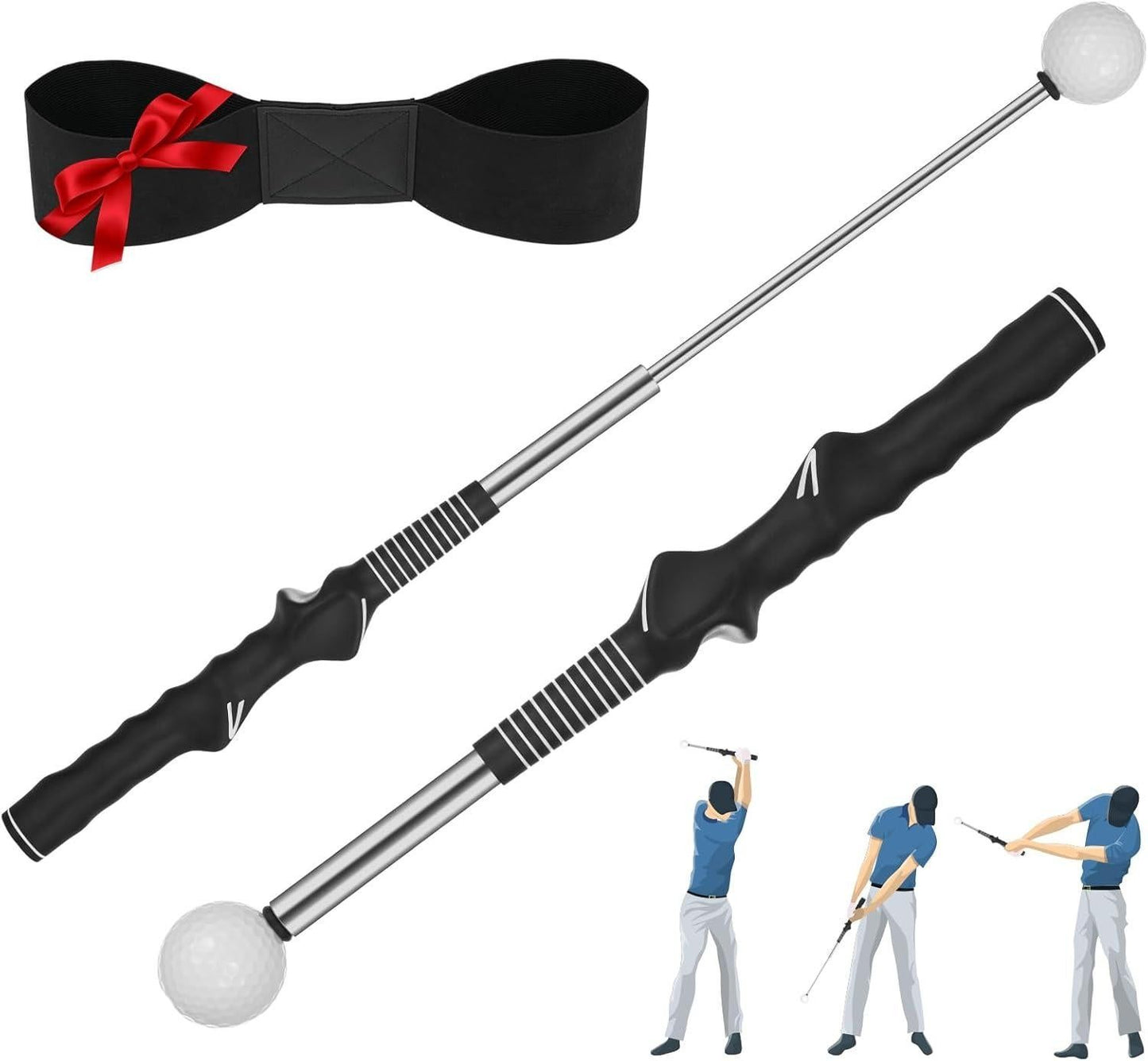 Retractable Golf Swing Training Aid Golf Grip Trainer Attachment for Chipping Hitting