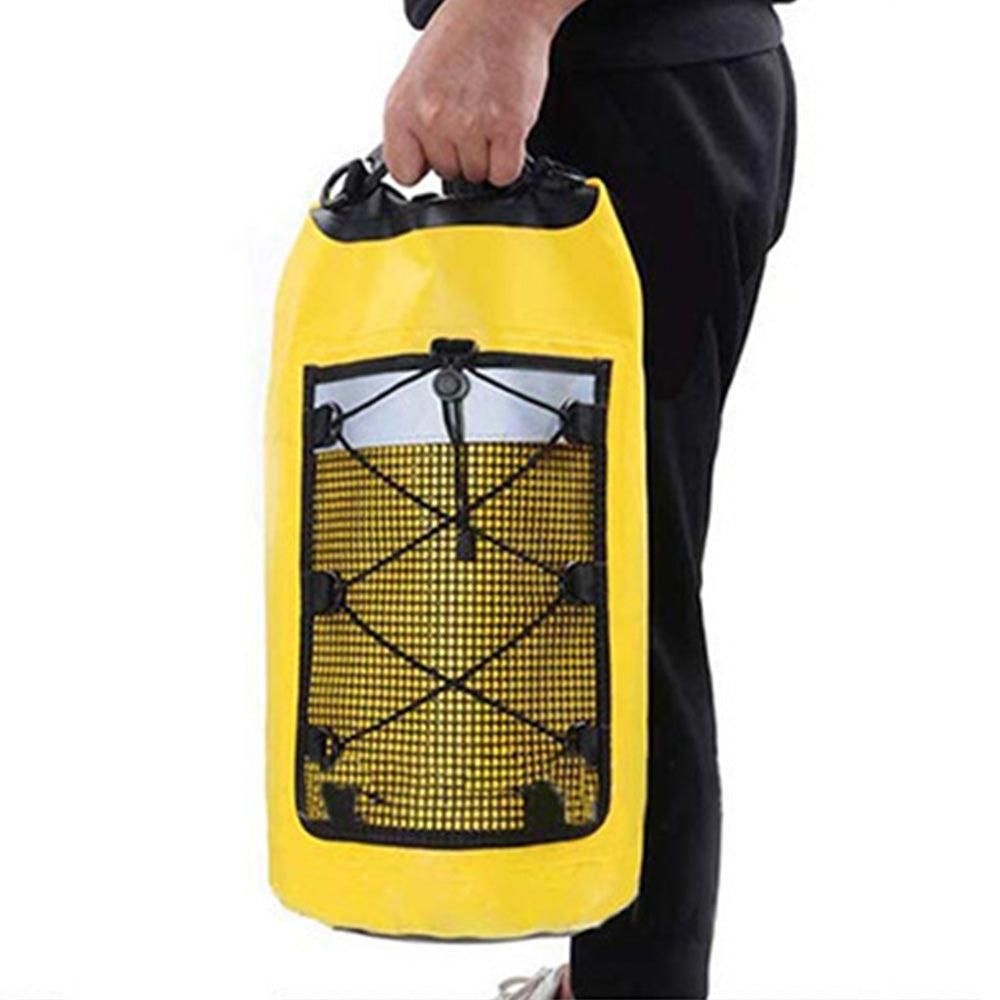 Roll-Top Backpack Dry Bag with Handle for Fishing Boating and Camping Yellow - S