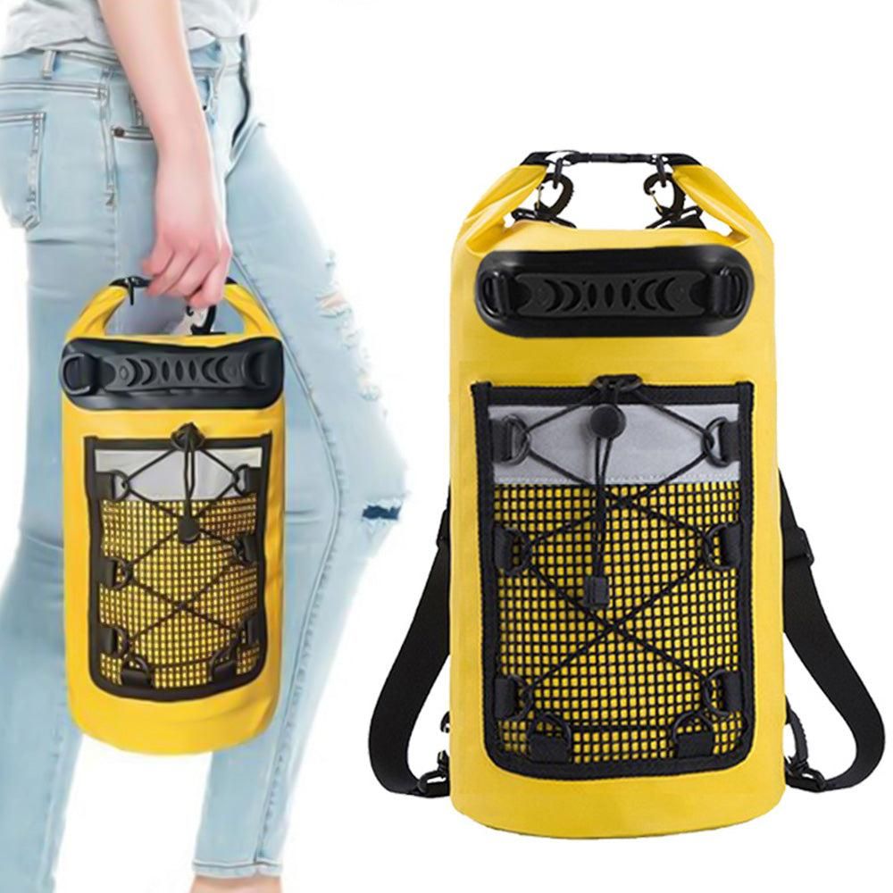 Roll-Top Backpack Dry Bag with Handle for Fishing Boating and Camping Yellow - M