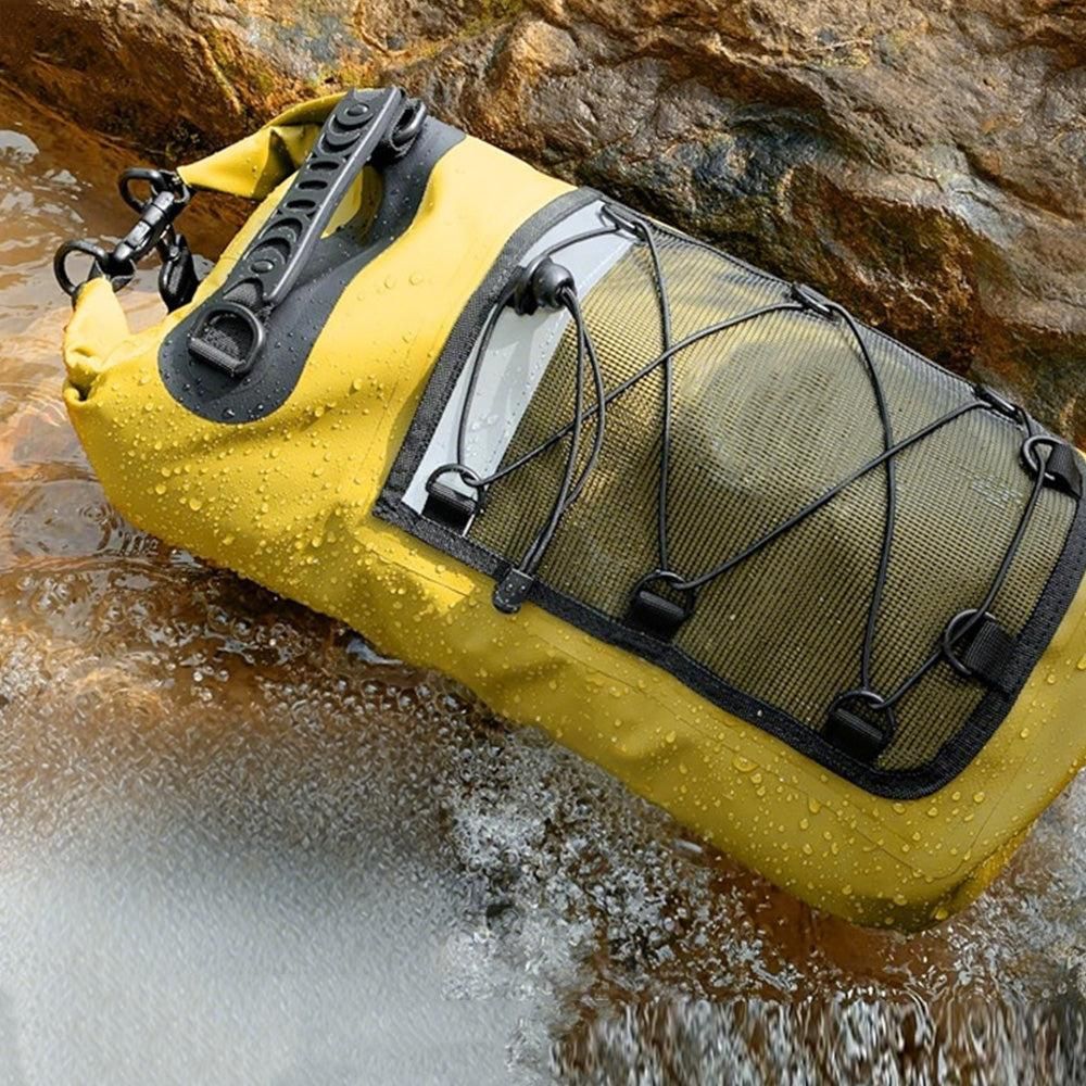 Roll-Top Backpack Dry Bag with Handle for Fishing Boating and Camping Yellow - L