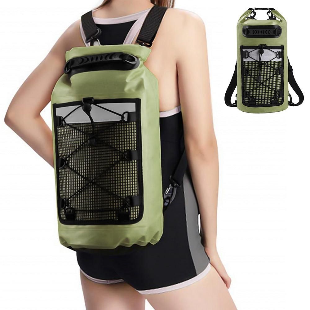Roll-Top Backpack Dry Bag with Handle for Fishing Boating and Camping Yellow - L