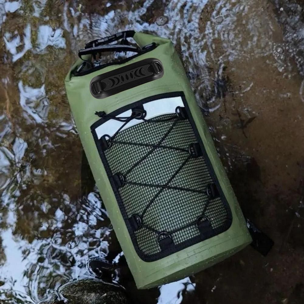 Roll-Top Backpack Dry Bag with Handle for Fishing Boating and Camping Green - S