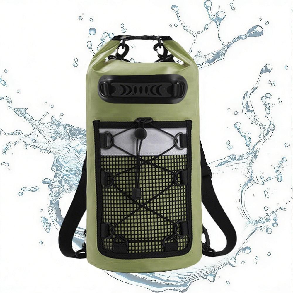 Roll-Top Backpack Dry Bag with Handle for Fishing Boating and Camping Green - M