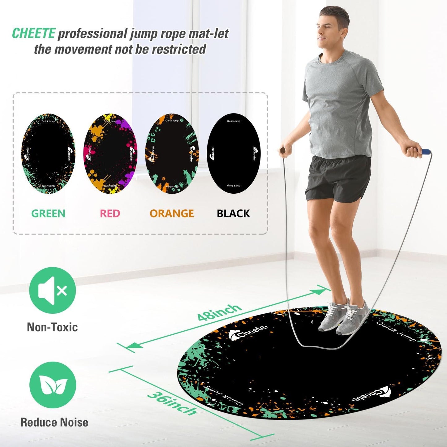 1pc Rubber Skipping Rope Mat 90x120cm Non-Slip Oval Anti-Wear Floor Mat