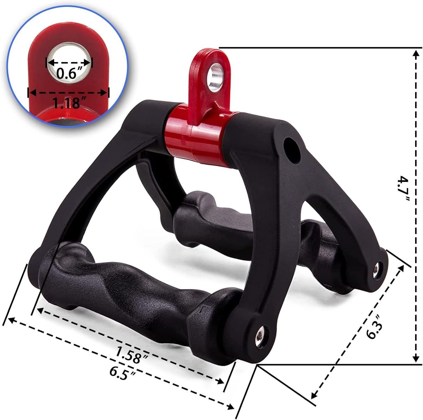 1 Piece Black Dual D-Tension Grip Removable V-Triangle Rod Home Gym
