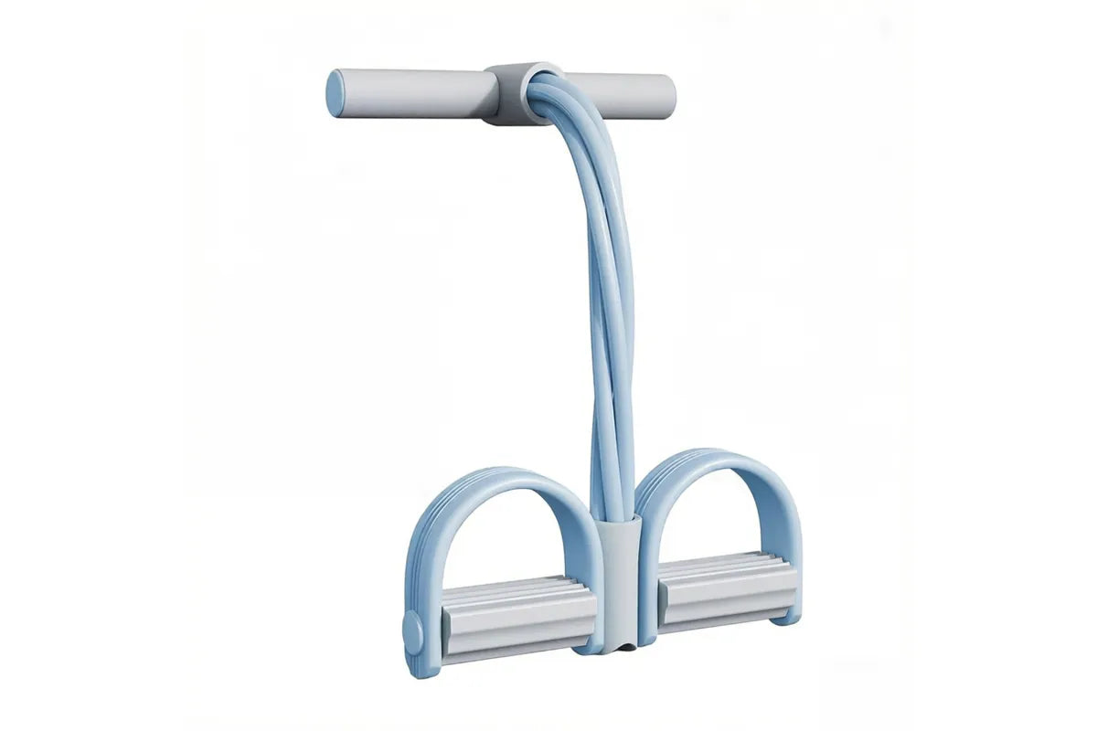 6-Tube Natural Rubber Resistance Band Trainer Full Body Abdominal Waist Leg Fitness Set - Gray Blue