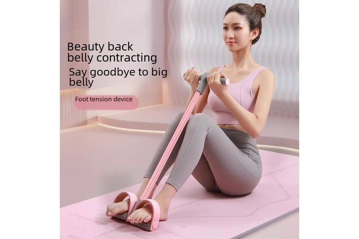 6-Tube Natural Rubber Resistance Band Trainer Full Body Abdominal Waist Leg Fitness Set - Gray Blue