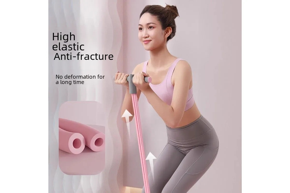6-Tube Natural Rubber Resistance Band Trainer Full Body Abdominal Waist Leg Fitness Set - Gray Blue