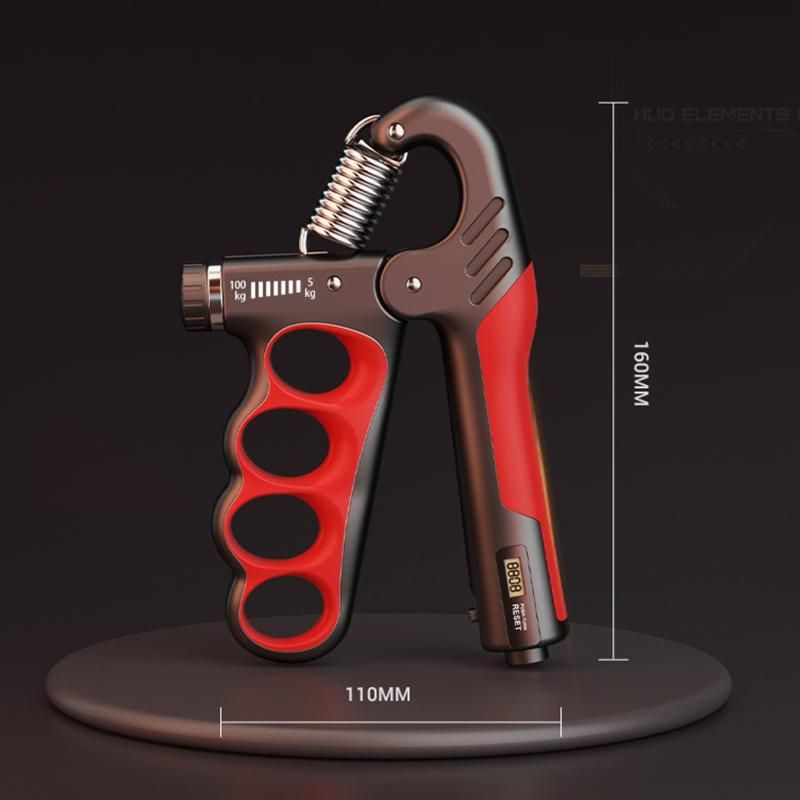 Adjustable electronic counting hand gripper hand strength training hand gripper 5-100KG adjustable gray red [mechanical counter]
