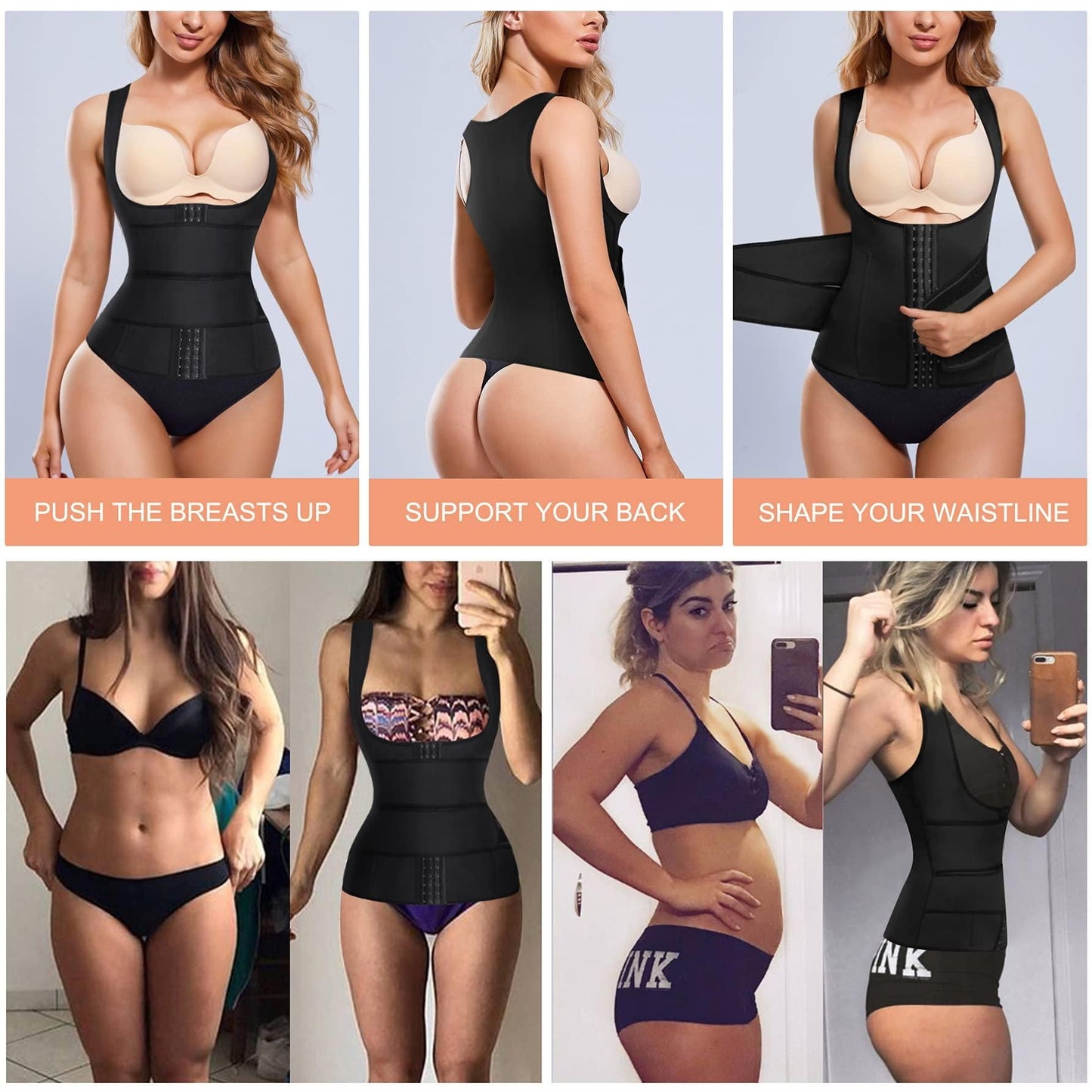 Waist Trainer Vest For Women Corset Trimmer Belt Slimming Body Shaper Tummy Control Cincher - M
